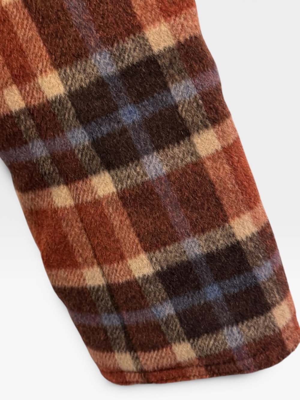 Mo:Vint Plaid Wool Blend Blazer Jacket in Rust, Navy, brown + cream size Small - Picture 7 of 11